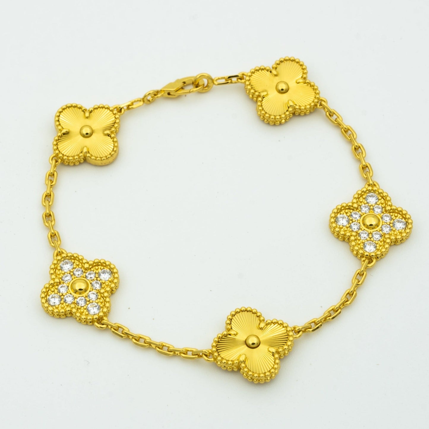 [BLAUE TRÄNEN]KLEE-ARMBAND 5 MOTIVE GOLD DIAMANT 