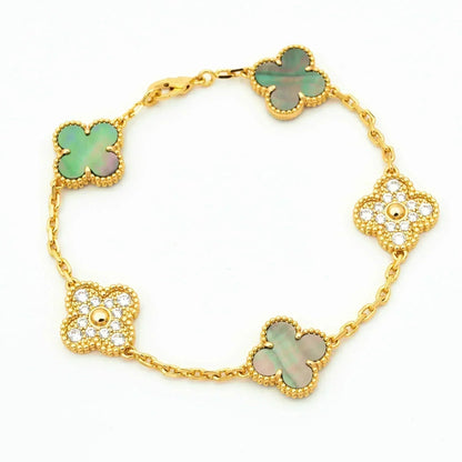 [BLUE TEARS] CLOVER 5 MOTIF GRAY MOP BRACELET COLLECTION