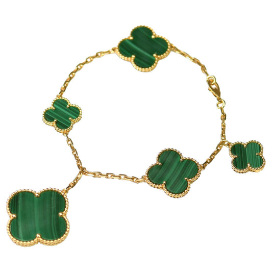 [BLUE TEARS]MAGIC CLOVER MALACHITE GOLD BRACELET 5 MOTIFS