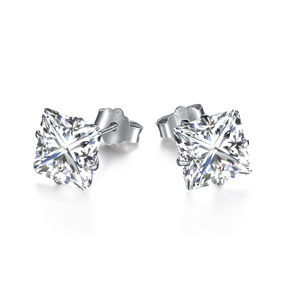[Nova Jewelry]Stylish Shiny Square Center Stone Stud Earrings