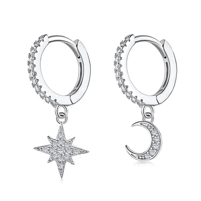 [Nova Jewelry]Star and Moon Asymmetric Earrings