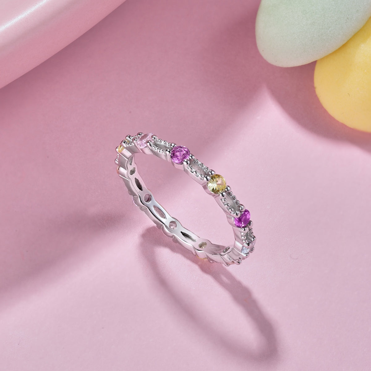 [Nova Jewelry]Sparkling Colorful Round Cut Tennis Ring