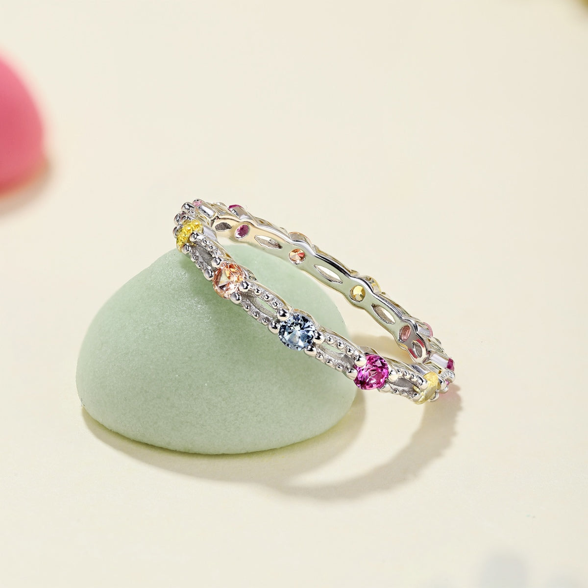 [Nova Jewelry]Sparkling Colorful Round Cut Tennis Ring
