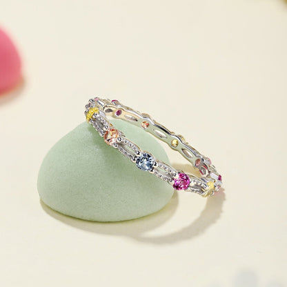 [Nova Jewelry]Sparkling Colorful Round Cut Tennis Ring