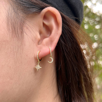 [Nova Jewelry]Star and Moon Asymmetric Earrings
