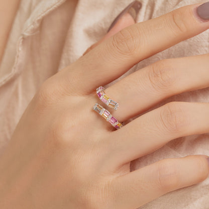 [Nova Jewelry]Charming Colorful Radiant Cut Adjustable Daily Ring