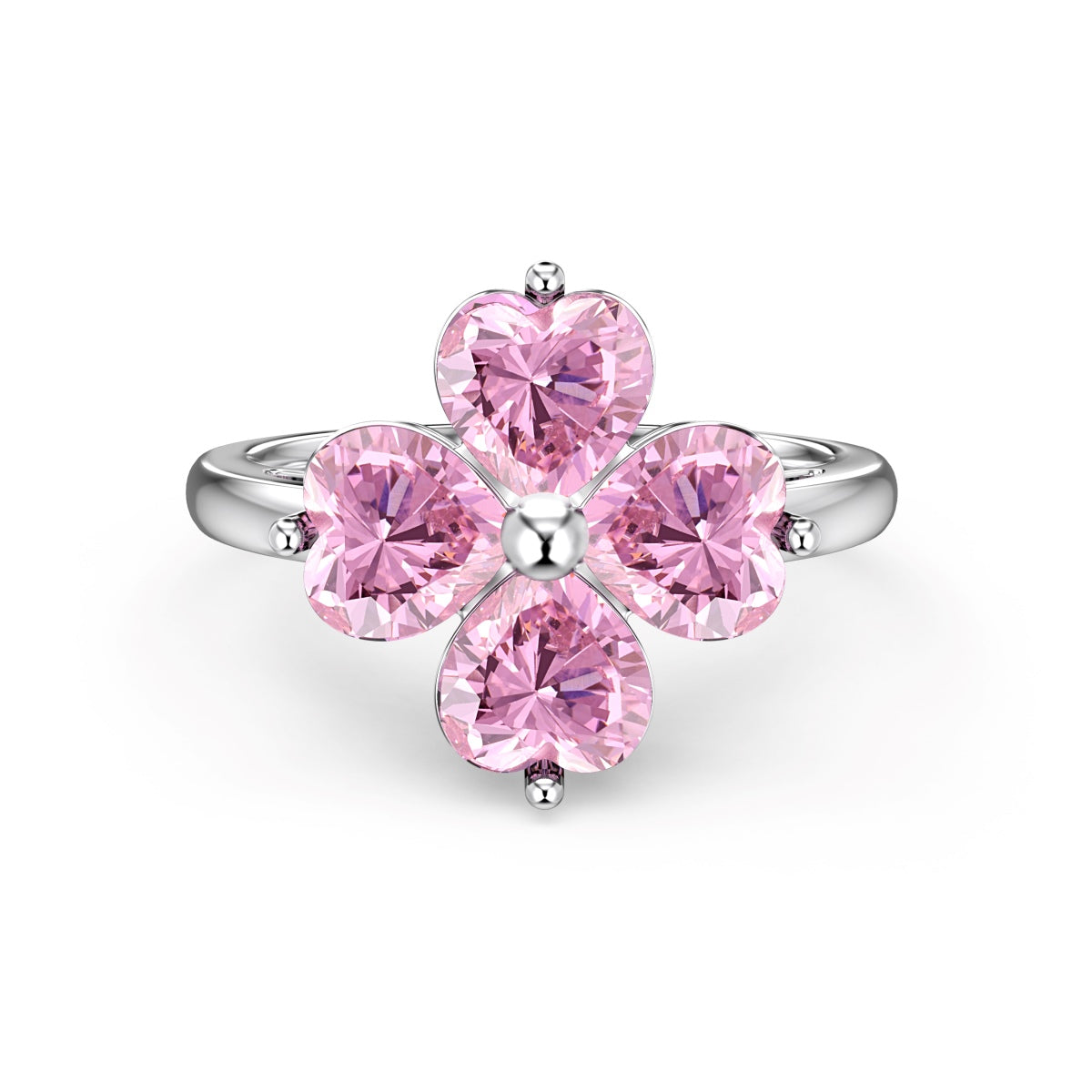[Nova Jewelry]Heart-shaped Four-Leaf Clover Ball Ring