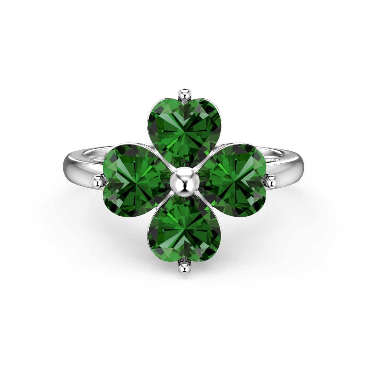[Nova Jewelry]Heart-shaped Four-Leaf Clover Ball Ring
