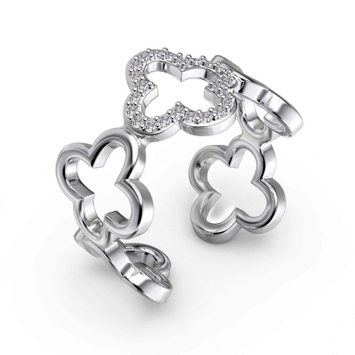 [Nova Jewelry]Hollow Design Four-Leaf Clover Flower Shape Ring