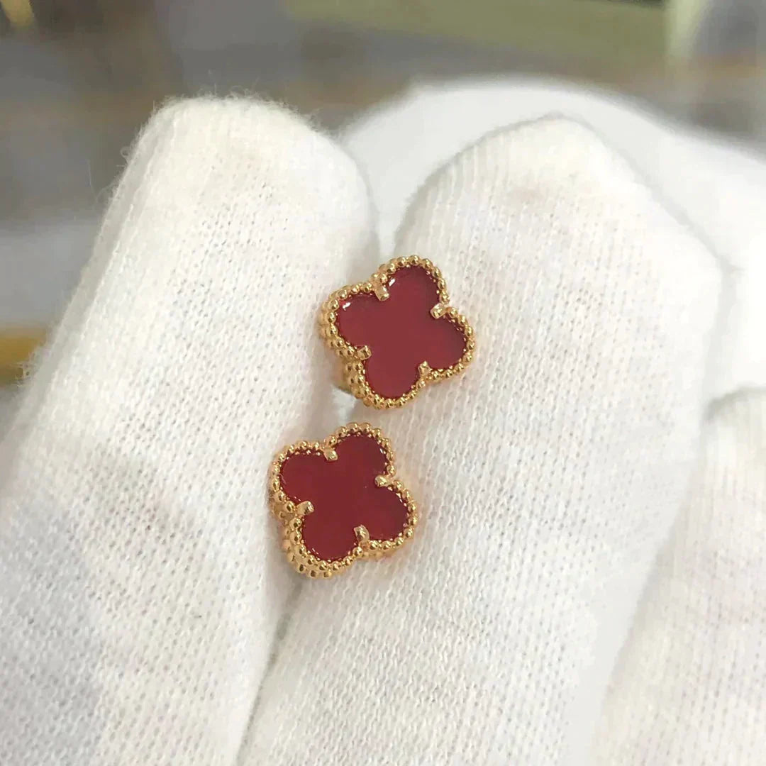[BLUE TEARS]CLOVER MINI 9.5MM CARNELIAN EARRINGS