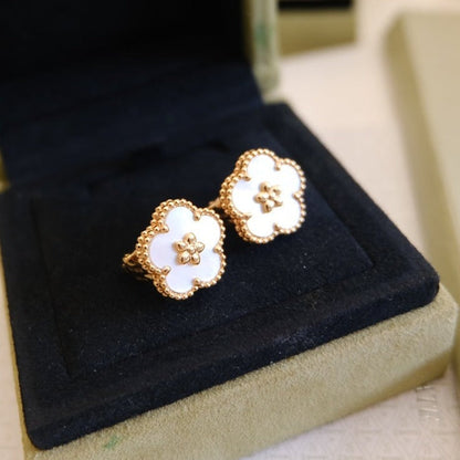 [BLUE TEARS]LUCKY PINK GOLD WHITE MOP EARRINGS