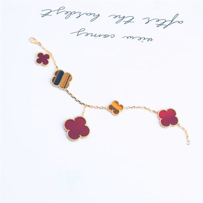 [BLAUE TRÄNEN]KLEE-ARMBAND 5 MOTIVE KARNEOL TIGERAUGE