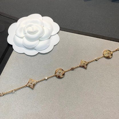 [BLUE TEARS]STAR AND SUN 4 MOTIFS GOLD DIAMONDS BRACELET