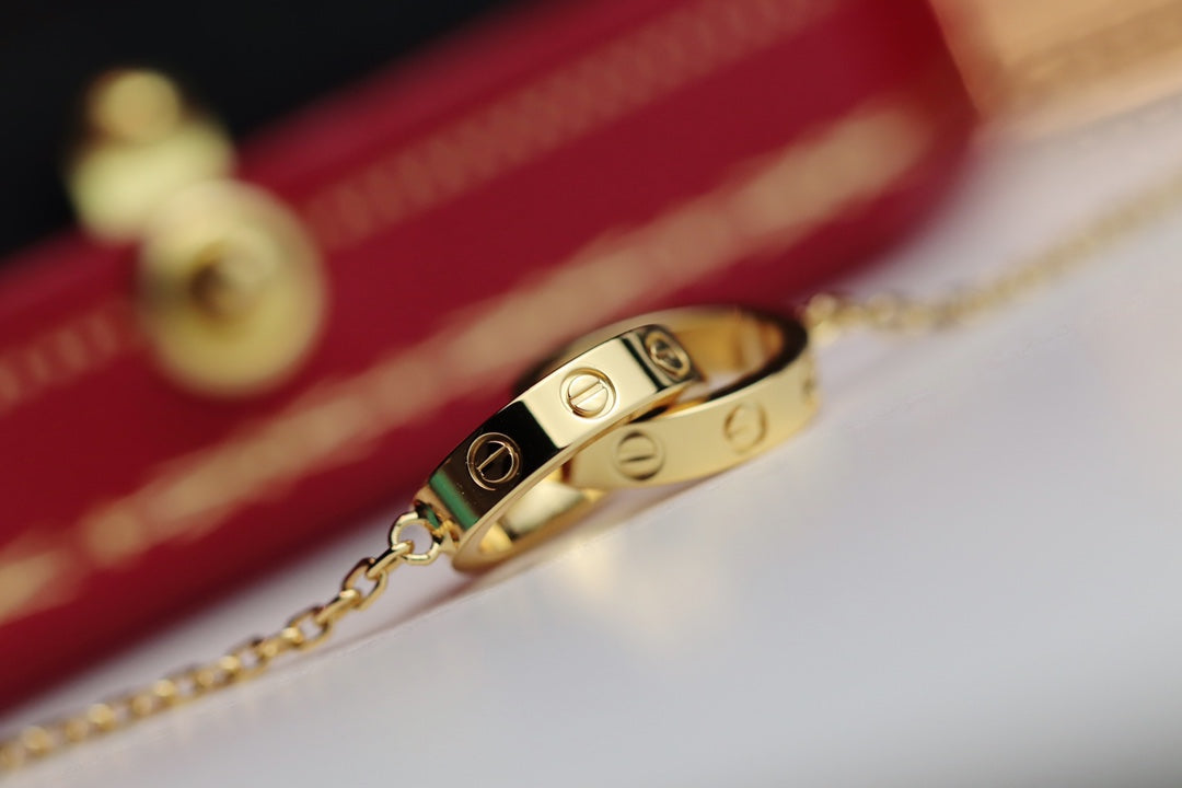 [BLUE TEARS]LOVE NECKLACE DOUBLE RING GOLD