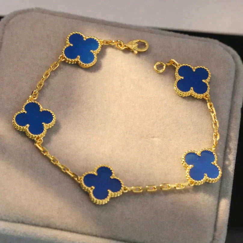 [BLUE TEARS] CLOVER 5 MOTIF BLUE AGATE BRACELET COLLECTION