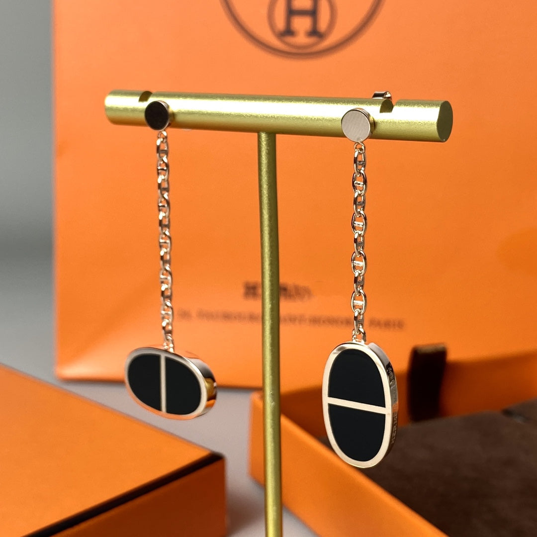 [BLUE TEARS]CHAINE VERSO BLACK CERAMIC EARRINGS