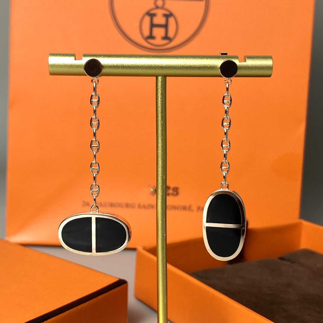 [BLUE TEARS]CHAINE VERSO BLACK CERAMIC EARRINGS