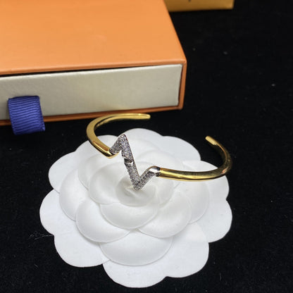 [BLUE TEARS]VOLTE UPSITE DOWN DIAMOND GOLD OPEN BRACELET