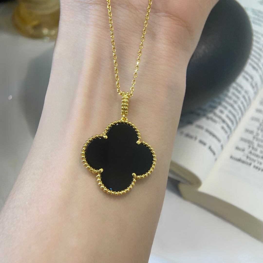 [BLUE TEARS]CLOVER 25MM NECKLACE GOLD ONYX