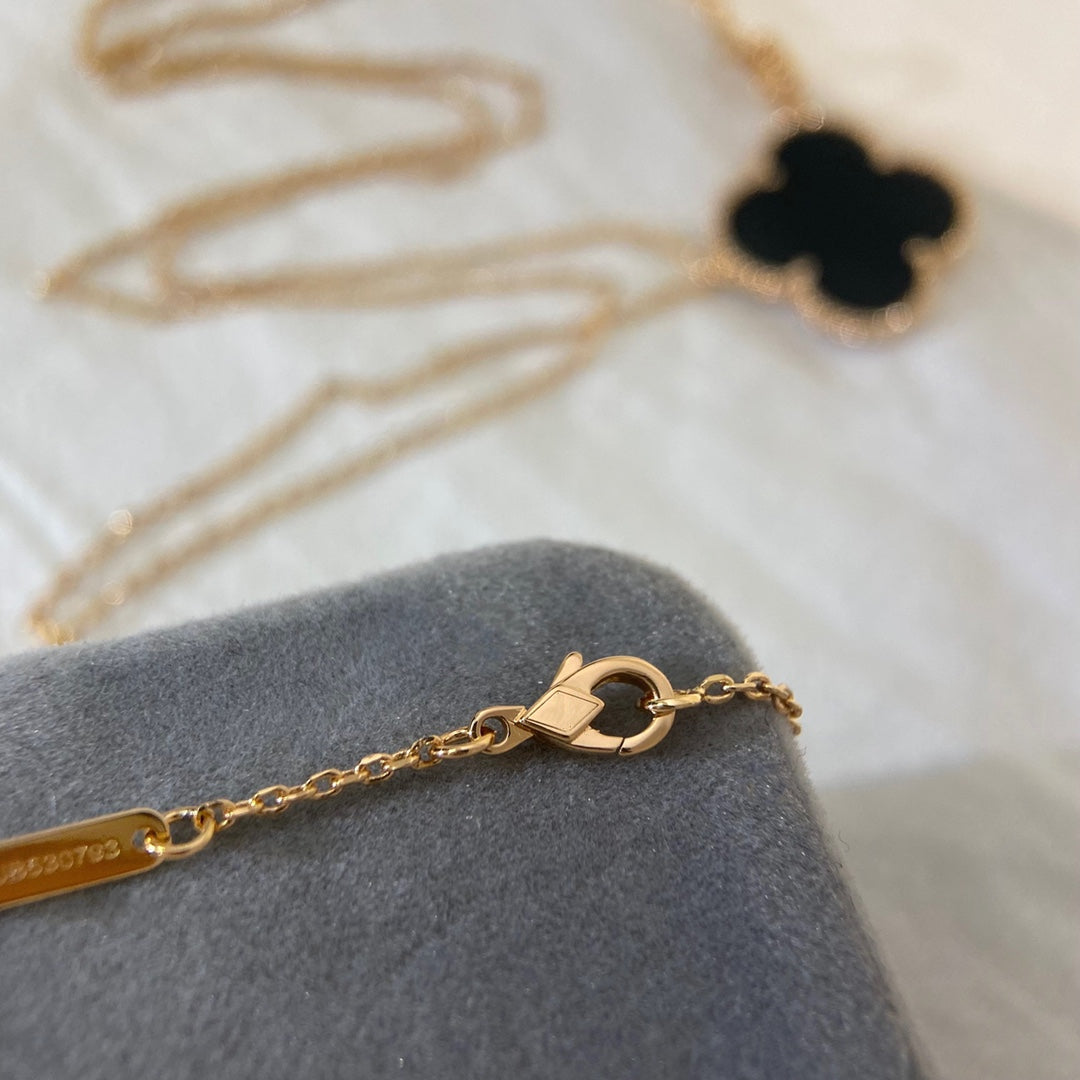 [BLUE TEARS]CLOVER 25MM NECKLACE GOLD ONYX