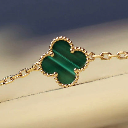 [BLUE TEARS]CLOVER 20 MOTIFS MALACHITE DIAMOND NECKLACE
