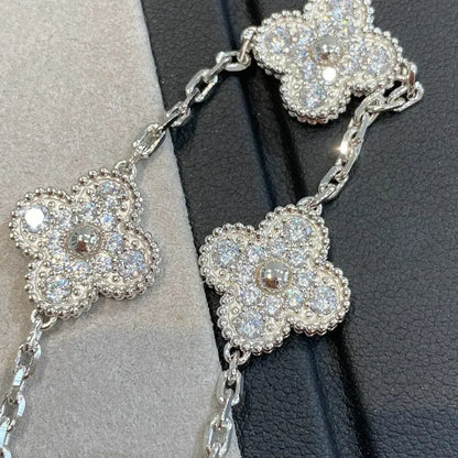 [BLUE TEARS]CLOVER 5 MOTIFS  DIAMOND BRACELET SILVER