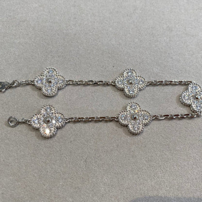 [BLUE TEARS]CLOVER 5 MOTIFS  DIAMOND BRACELET SILVER