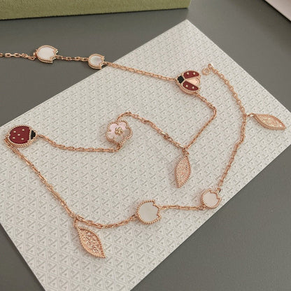 [BLUE TEARS]LUCKY SPRING 15 MOTIFS ROSE GOLD NECKLACE
