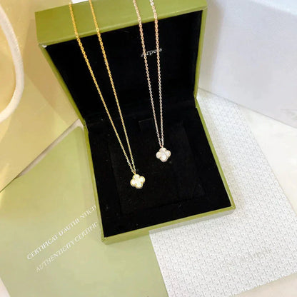 [BLUE TEARS]CLOVER MINI 9.5MM WHITE MOTHER-OF-PEARL NECKLACE