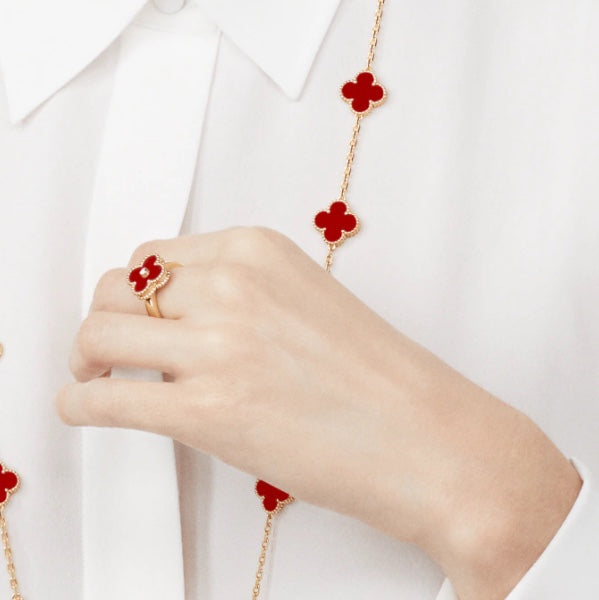 [BLUE TEARS]CLOVER CARNELIAN RING ROSE GOLD DIAMOND