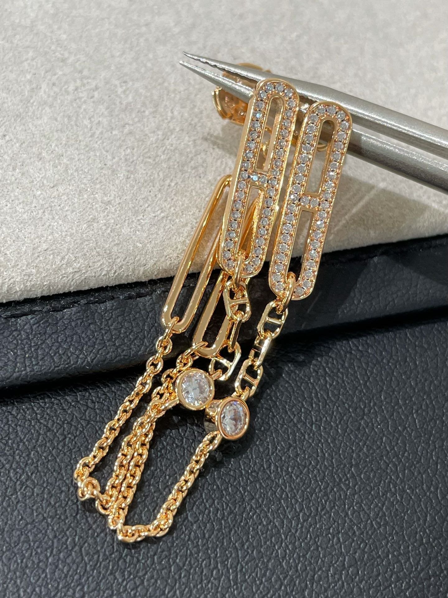 [BLUE TEARS]CHAINE CHAOS DIAMOND DROP EARRINGS