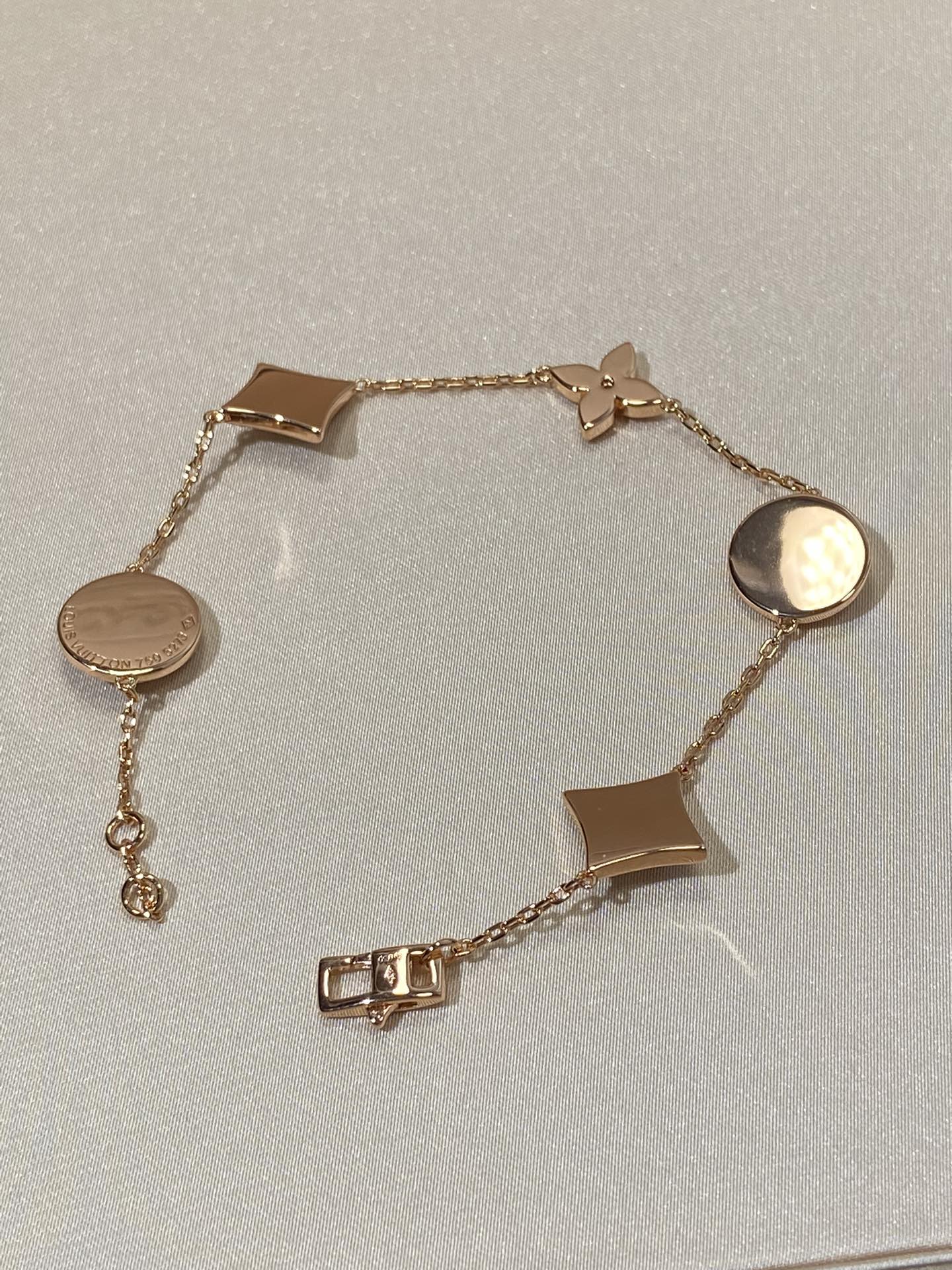 [BLUE TEARS]STAR AND SUN 5 MOTIF MOP PINK GOLD BRACELET