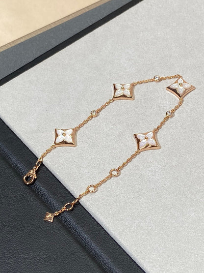 [BLUE TEARS]STAR 4 MOTIF MOP DIAMOND PINK GOLD BRACELET