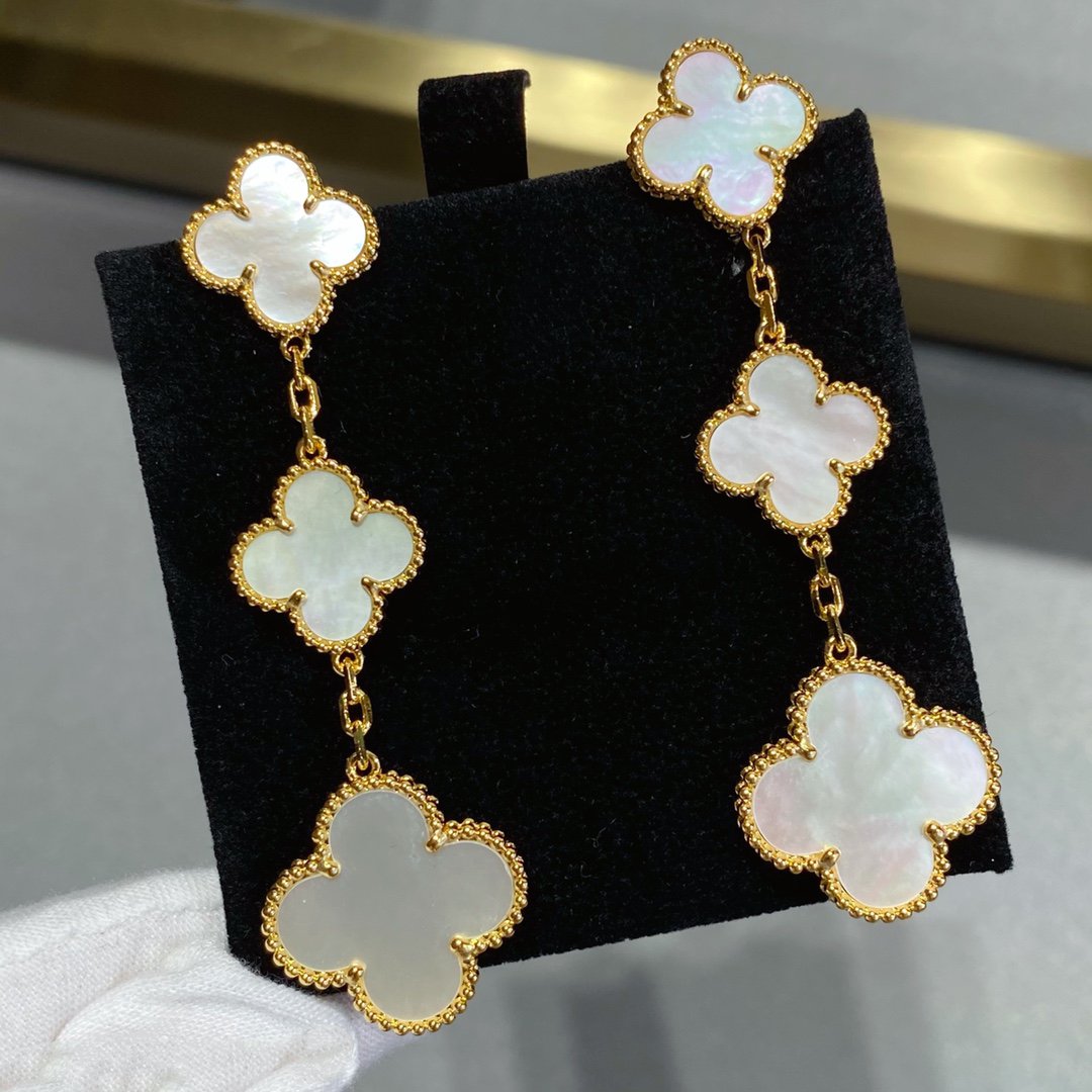 [BLUE TEARS]CLOVER MOP 3 MOTIFS GOLD EARRINGS