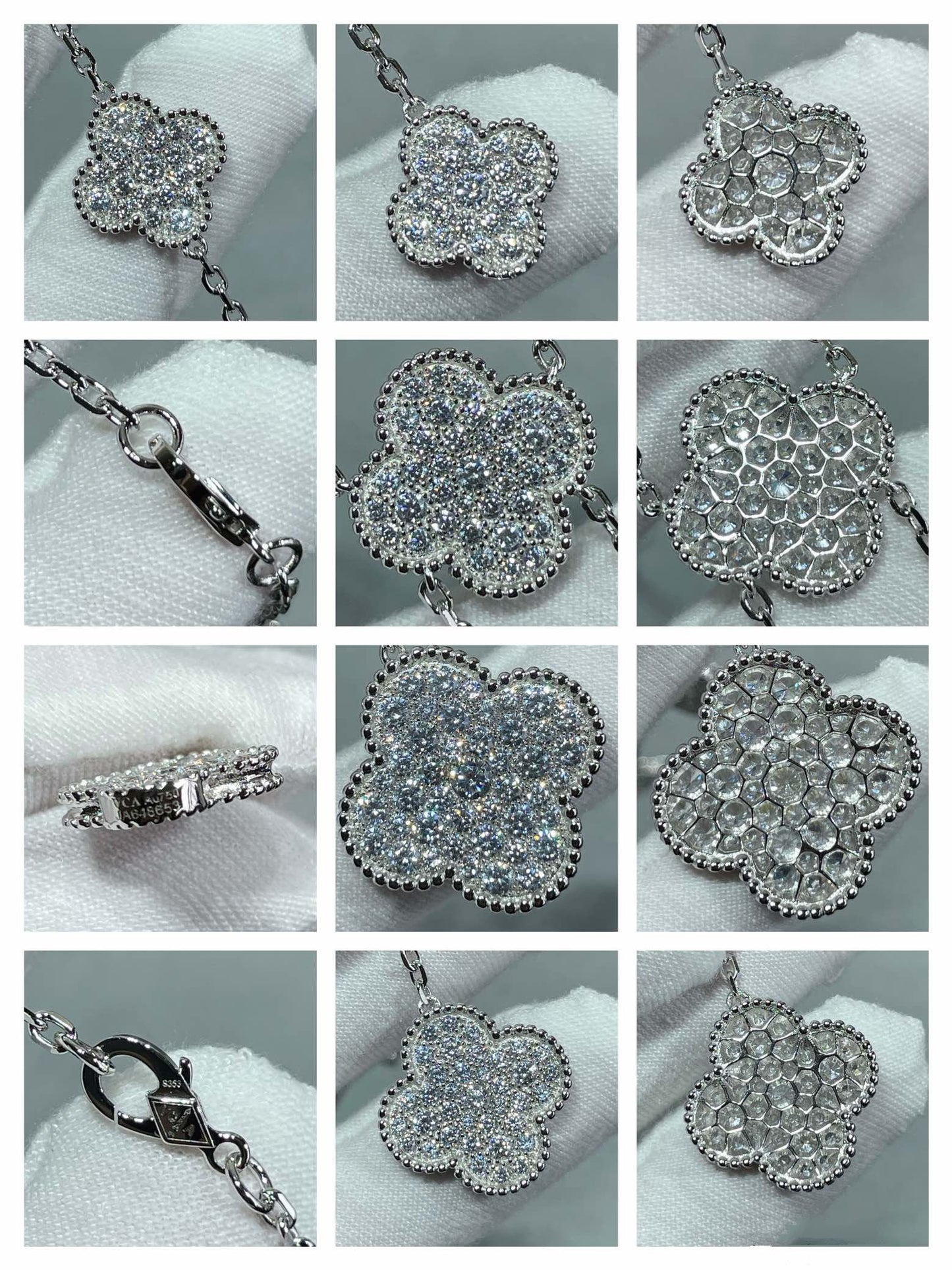 [BLUE TEARS]CLOVER 6 MOTIF DIAMOND PAVED NECKLACE
