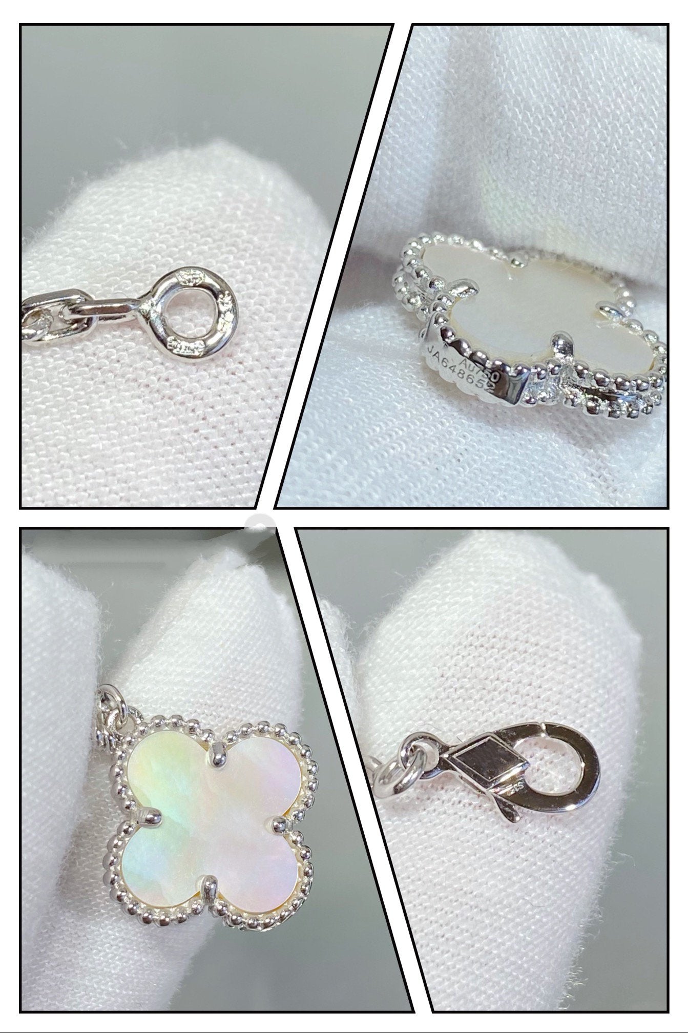 [BLUE TEARS]CLOVER 5 MOTIF WHITE MOP SILVER BRACELET