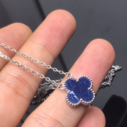 [BLUE TEARS]CLOVER PIETERSITE SILVER LONG NECKLACE