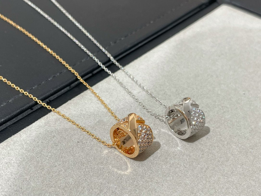 [BLUE TEARS]LIENS EVIDENCE DIAMOND PAVED NECKLACE