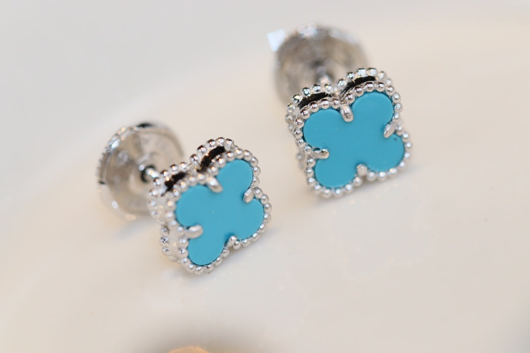 [BLUE TEARS]CLOVER MINI TURQUOISE SILVER STUD EARRINGS