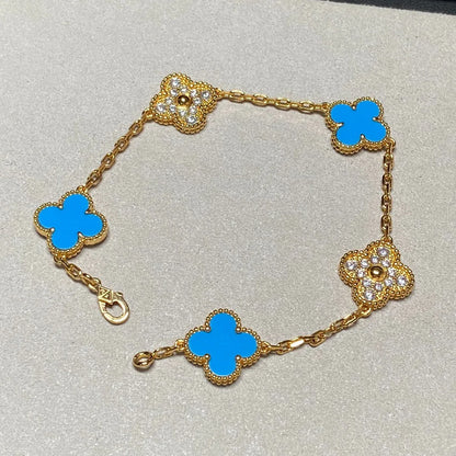 [BLUE TEARS] CLOVER 5 MOTIF BLUE AGATE BRACELET COLLECTION