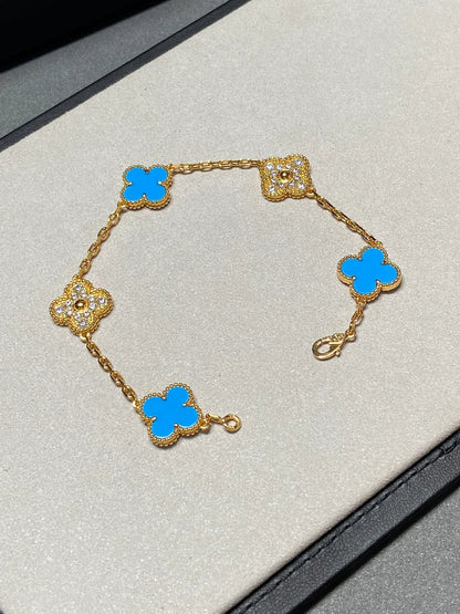 [BLUE TEARS] CLOVER 5 MOTIF BLUE AGATE BRACELET COLLECTION