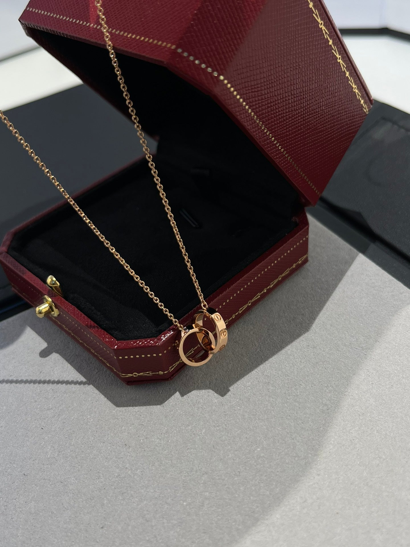 [BLUE TEARS]LOVE NECKLACE DOUBLE RING PINK GOLD