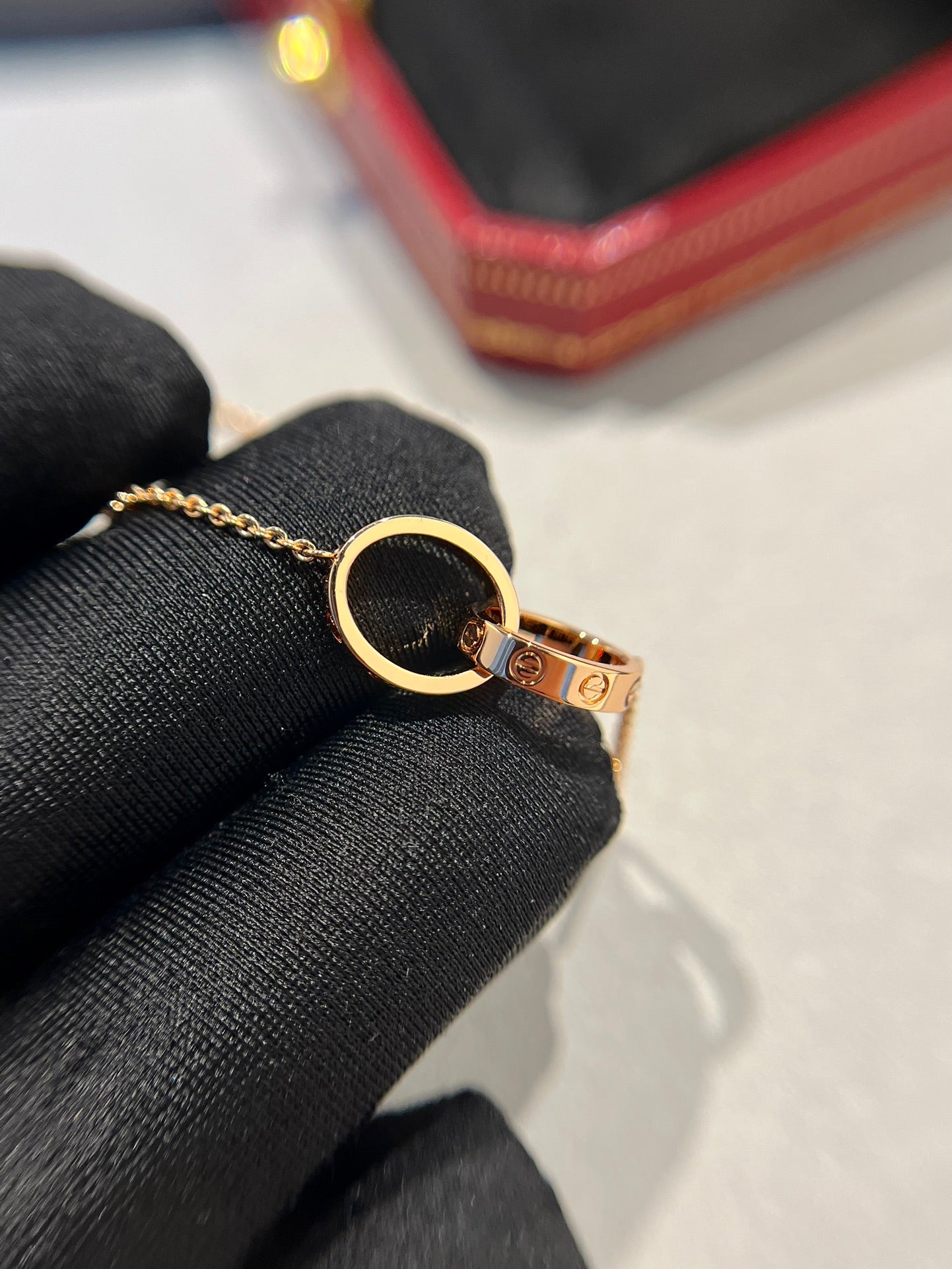 [BLUE TEARS]LOVE NECKLACE DOUBLE RING PINK GOLD