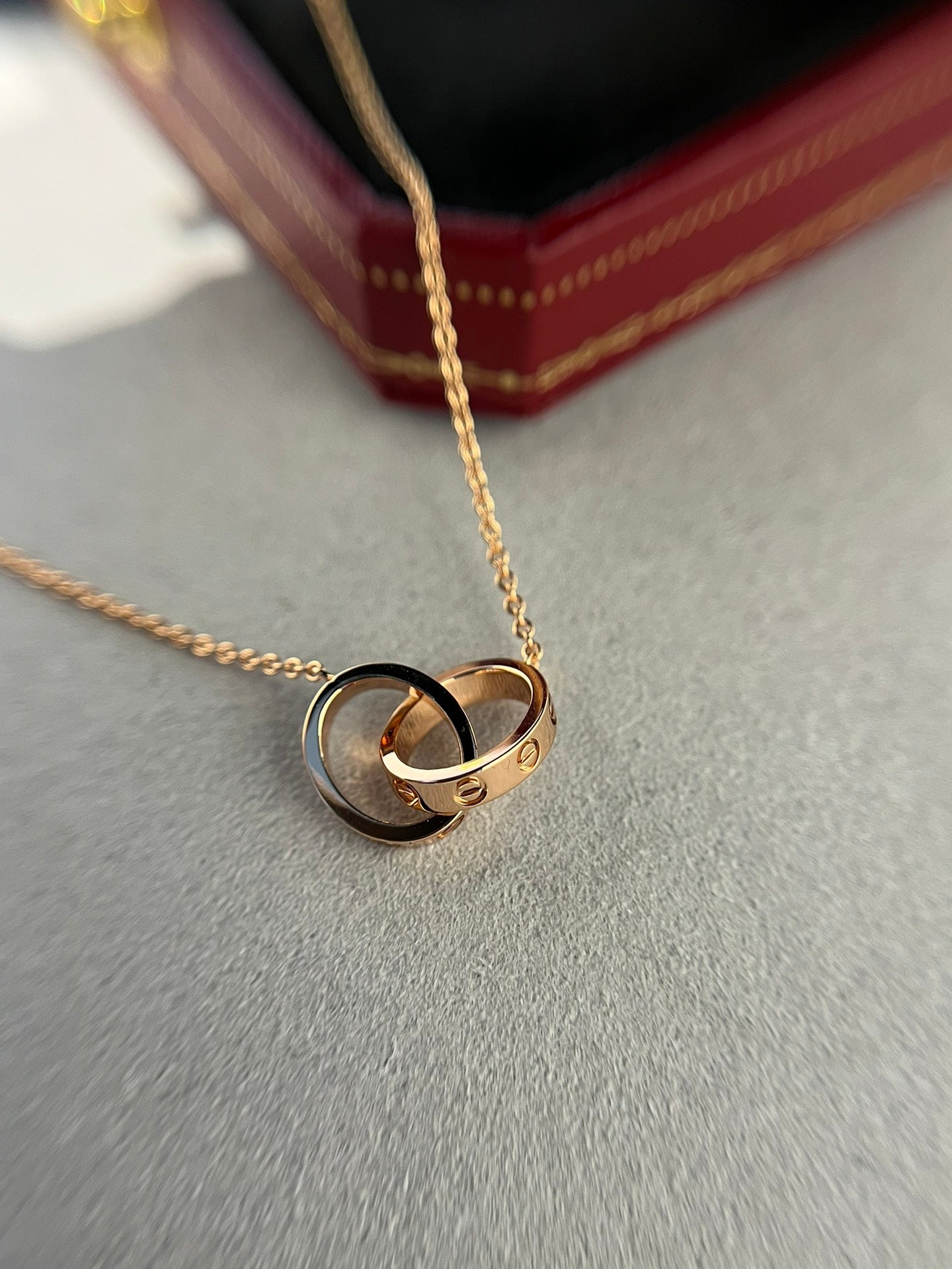 [BLUE TEARS]LOVE NECKLACE DOUBLE RING PINK GOLD