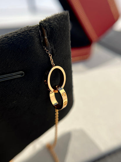 [BLUE TEARS]LOVE NECKLACE DOUBLE RING PINK GOLD
