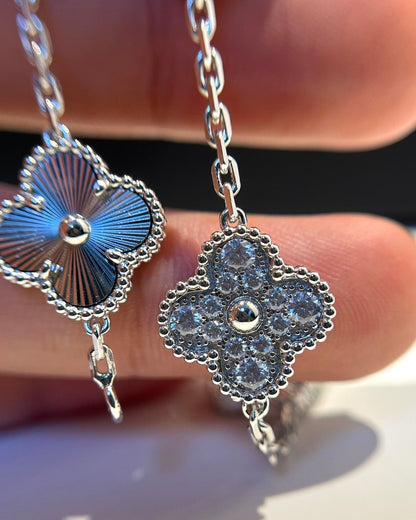 [BLUE TEARS]CLOVER 5 MOTIF SILVER DIAMOND BRACELET