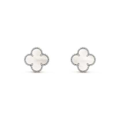 [BLUE TEARS]CLOVER MEDIUM 1 MOTIFS  WHITE MOP EARRINGS SILVER