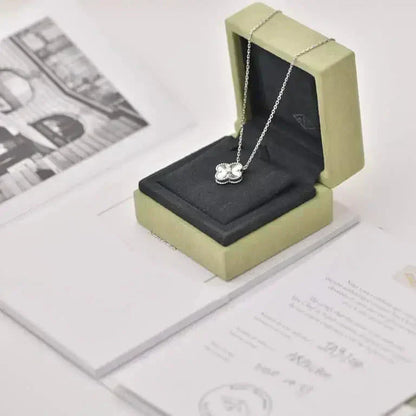 [BLUE TEARS]CLOVER  15MM DIAMOND LASER NECKLACE SILVER