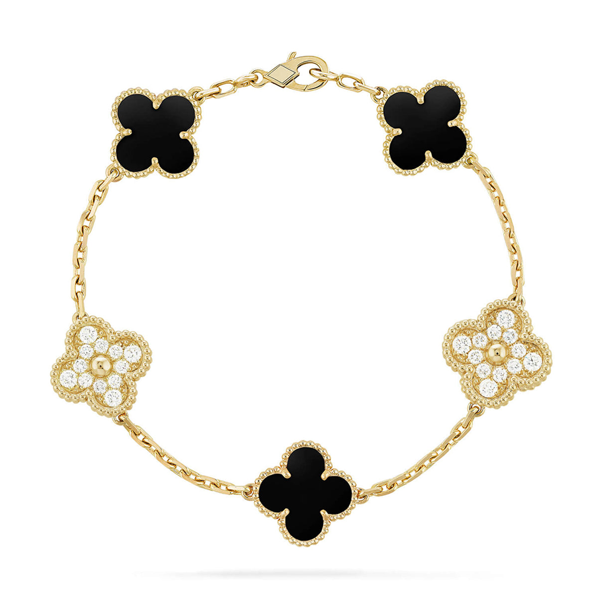 [BLUE TEARS] CLOVER 5 MOTIF ONYXS BRACELET COLLECTION