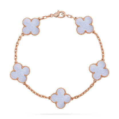 [BLUE TEARS] CLOVER 5 MOTIF PURPLE CHALCEDONY BRACELET COLLECTION